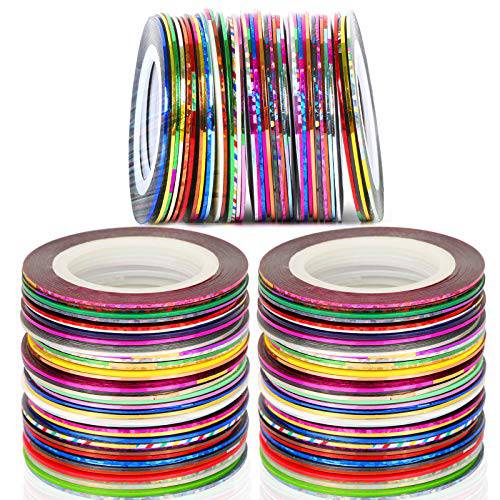 NICEMOVIC 62pcs 32 Colors Mixed Colors Rolls Nail Art Striping Tape Decoration Sticker Nail Line DIY Nail Tip