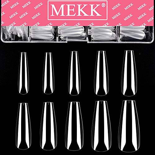 Coffin Nails, Full Cover Long Ballerina Nails MEKK 500PCS Acrylic Fake Nails Full Coverage False Nail Tips for Nail Salons and DIY Nail Art,10 Sizes …