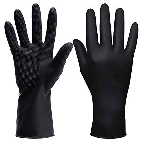 Hair Dye Gloves, Black Reusable Rubber Gloves, Professional Hair Coloring Accessories for Hair Salon Hair Dyeing,2Pcs