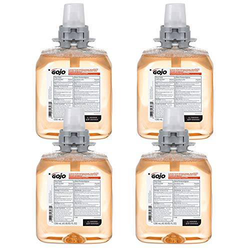 GOJO Luxury Foam Antibacterial Handwash, Fresh Fruit Fragrance, 1250 mL Foam Hand Soap Refill for GOJO FMX-12 Push-Style Dispenser (Pack of 4) – 5162-04