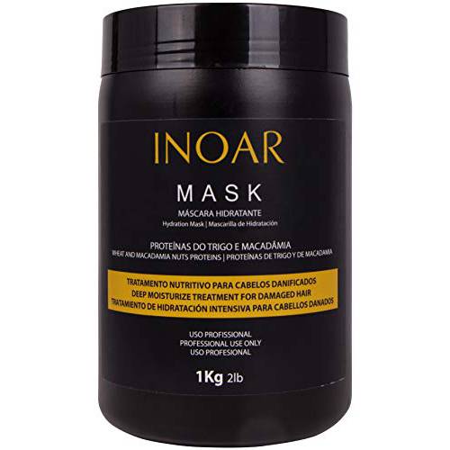 INOAR PROFESSIONAL - Macadamia Oil Premium Mask - Unique Blend of Macadamia Nut Protein and Wheat Protein to Condition and Intensely Moisturize the Hair ( 2lbs / 1 Kg )