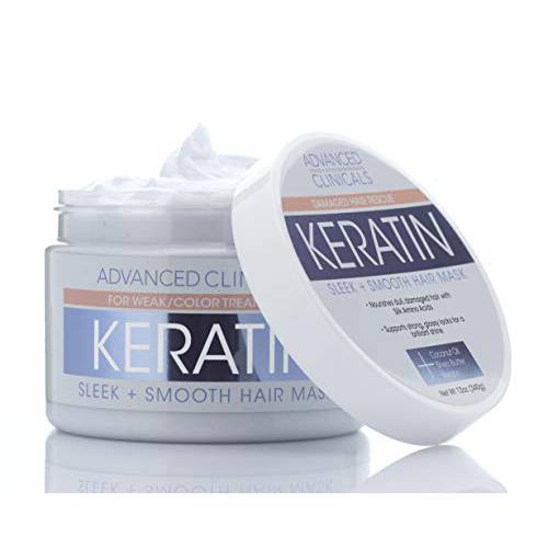 Advanced Clinicals Keratin Hair Mask Treatment For Color Treated Hair, Detoxifying Keratin Conditioner To Strengthen Broken, Color-Treated Hair, Fortifying Hair Repair Mask W/ Shea Butter, 12 Fl Oz
