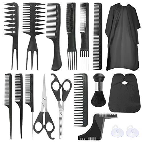 Luckit Hair Cutting Kit, 16 Pcs Professional Haircut Scissors Set Thining Shears With 2 Capes, Hairdressing Scissors, Combs, Beard Shear for Barber, DIY Hair Salon, Home Use