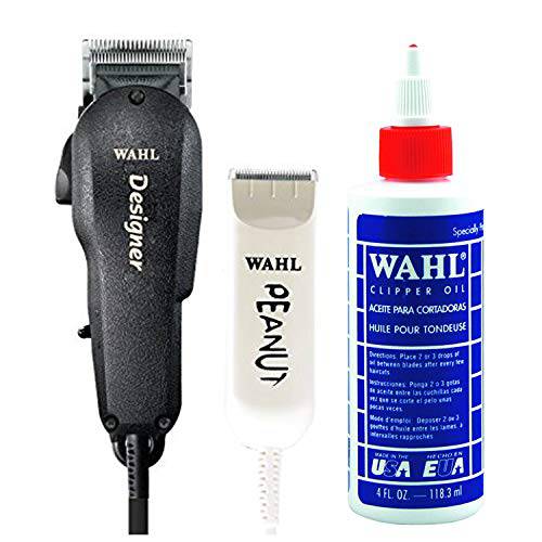 Wahl Professional All Star Clipper/Trimmer Combo 8331 Features Designer Clip and Peanut Trimmer Includes Accessories - Red (Bonus Oil)