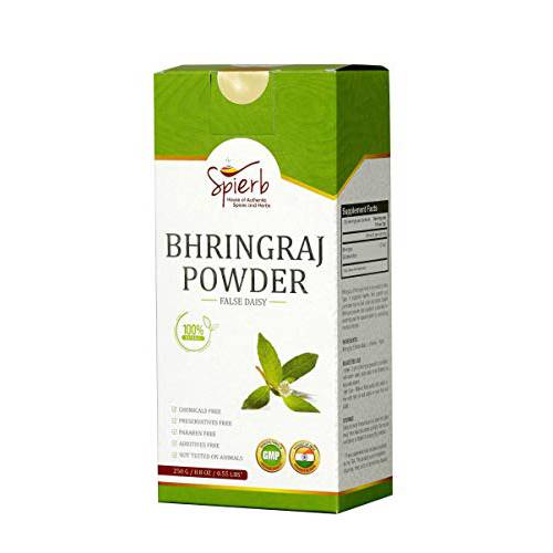 Spierb Bhringraj Powder (Bringaraj leaf) 250gm hair powder for Hair Growth and hair care - Bhringaraj Leaves Powder for Hair Thickening- 100% Pure bringraj bhringraj powder