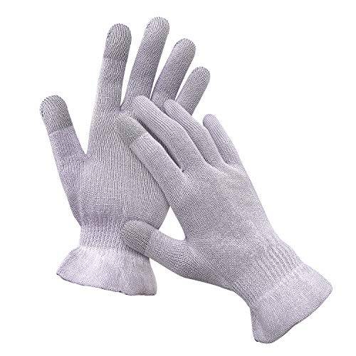 MIG4U Moisturizing Beauty Gloves Touchscreen Overnight Sleeping Glove for Women Dry Hands, Nighttime Lotion, Eczema, SPA, Cosmetic Treatment, Grey Purple 1 Pairs Size l/XL