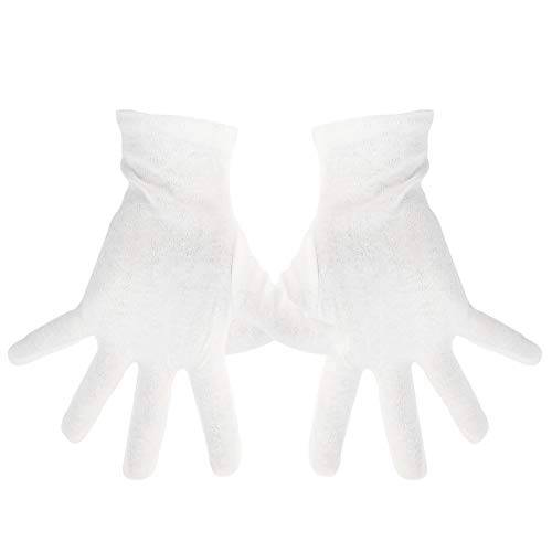 Plain White 100% Cotton Gloves for Eczema Small Bulk 12 Pairs,Thin Dry Hand Therapy Gloves Moisturizing Women Night Sleeping