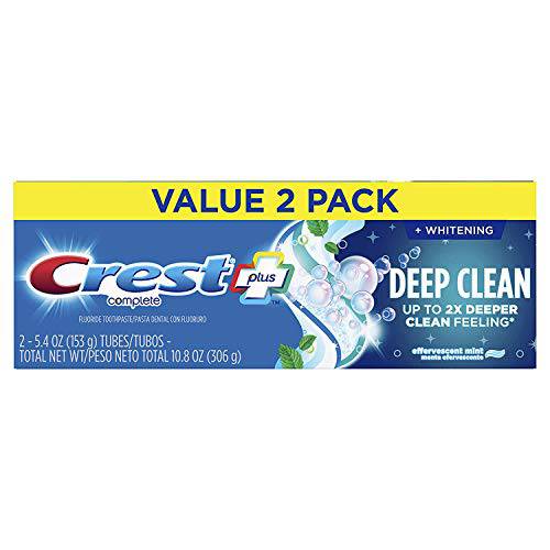 Crest Complete Plus Deep Clean 5.4 oz, Value 2 Pack - 2 Count (4 Total Tubes)