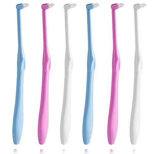 LOVEWEE End-Tuft Tapered Trim Toothbrush, 6 PCS Tufted Toothbrush Interspace Brush Wisdom Gap Toothbrush for Orthodontic Braces Bridges Line and Detail Cleaning