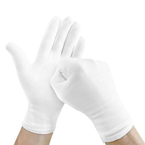 24 pcs (12 Pairs) White Cotton Gloves for Dry Hands, SPA Gloves Inspection Gloves Coin/Jewelry.