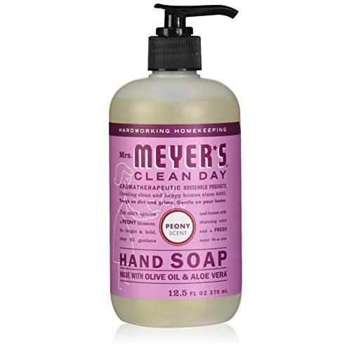 Mrs. Meyer’s Liquid Hand Soap, Made with Essential Oils, Aloe Vera, and Olive Oil, Peony Scent, 12.5 FL OZ (Pack of 6)