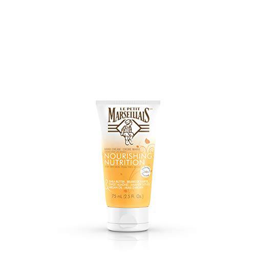 Le Petit Marseillais Shea Butter, Sweet Almond & Argan Oil Moisturizing Hand Cream, Non-Greasy French Skin Care for Dry Skin Relief & pH Neutral for Skin, 2.5 fl. oz