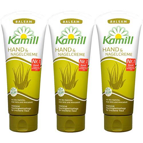 Kamill 3x100 ml Hand & Nail Cream BALSAM with BIO CamomileCamomile, Aloe Vera, Avocado Oil and Bisabolol | Germany
