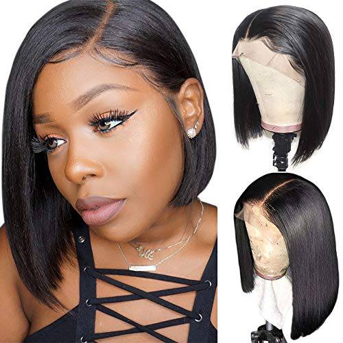Alipearl Hair Short Bob Lace Front Human Hair Wig Brazilian Straight Bob Wigs Pre Plucked Hairline Natural Color Wigs For Black Women Ali Pearl Hair Wig (12 Bob)