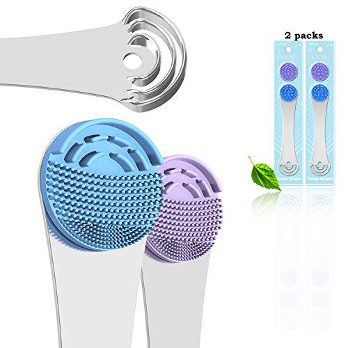 2PCS Tongue Scrapers, Reduce Bad Breath Tongue Cleaner, BPA Free, Get Rid of White Tongue, Dentist Rcommends Tongue Brushes
