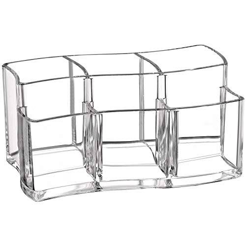 6 Slot Acrylic Makeup Brushes Holder Organizer, Clear Eyebrow Pen Container Cosmetics Storage