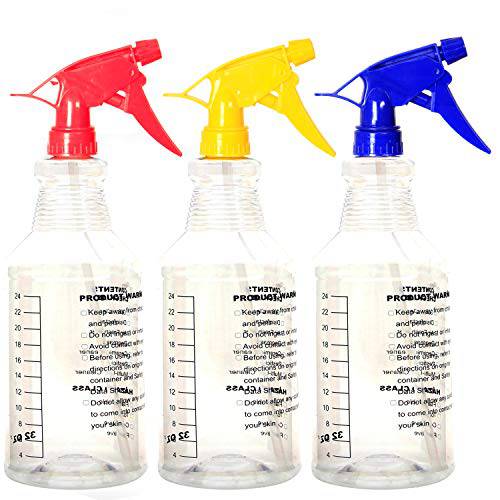 Youngever 3 Pack Empty Spray Bottles, Spray Bottles for Cleaning Solutions (32 Ounce)