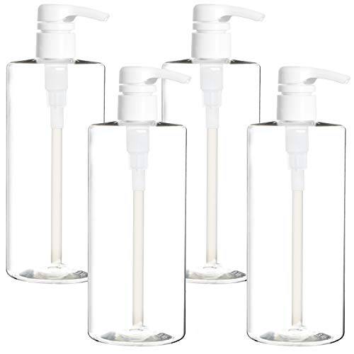 Youngever 4 Pack Pump Bottles for Shampoo 24 Ounce, Empty Shampoo Pump Bottles, Plastic Cylinder with Lockdown-Leak Proof-Pumps
