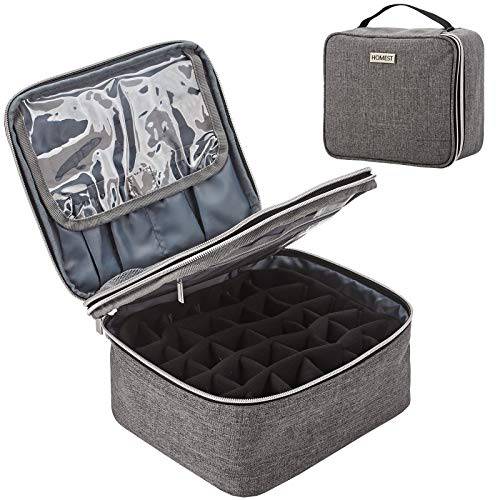 HOMEST Double Layer Nail Polish Organizer, Hold 30 Bottles (15ml - 0.5 fl.oz), Storage Tote Bag for Manicure and Pedicure Tools, Grey (Bag Only)