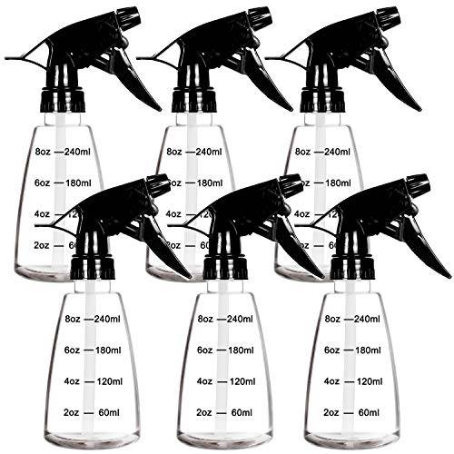 Youngever 6 Pack Clear Empty Plastic Spray Bottles, Spray Bottles for Hair and Cleaning Solutions (8 Ounce)