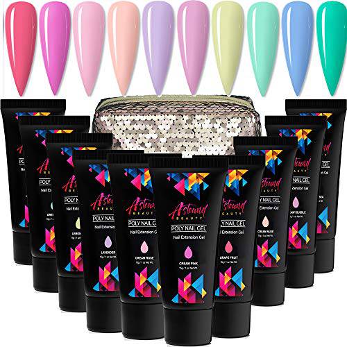 ASTOUND BEAUTY Poly Nail Gel Kit with 10 Color Gel (Cream)