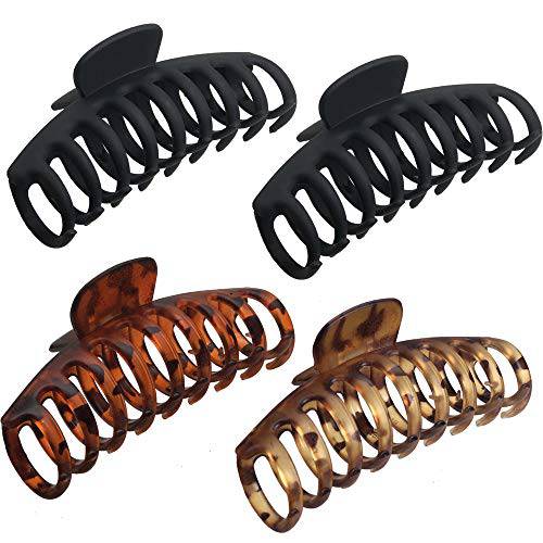 OWIIZI Large Hair Claw Clips for Women 4.3 Matte Leopard Jumbo Hair Clips Non-Slip Ponytail Barrette Strong Hold Claw Clips for Girls Long Thick Hair (4Packs)