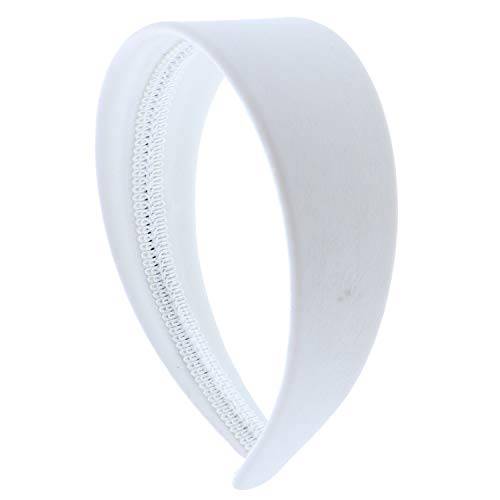 Motique Accessories White 2 Inch Wide Leather Like Headband Solid Hair band for Women and Girls