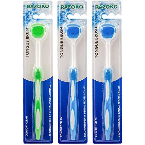 Tongue Scraper, Tongue Cleaner Helps Fight Bad Breath,Professional Tongue Brush for Freshing Breath 3 Pack