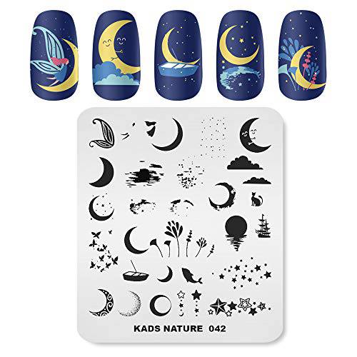 KADS Nail Art Template Nature Nail Stamping Plate Nail Art DIY Moon Fish Image Manicure Tool(NA042)