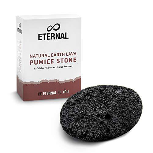 Eternal - Natural Earth Lava Pumice Stone - Skin Callus and Corn Remover for Feet, Heels and Palm - Pedicure and Manicure Exfoliation Tool - Foot Peel, Dry Dead Scrubber for Women and Men (Black)