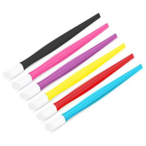 CATTOMBEEG Rubber Cuticle Pusher - Pack of 6 - Plastic Handle Tipped Nail Art and Cleaner Tools for Men and Women - Six Colors
