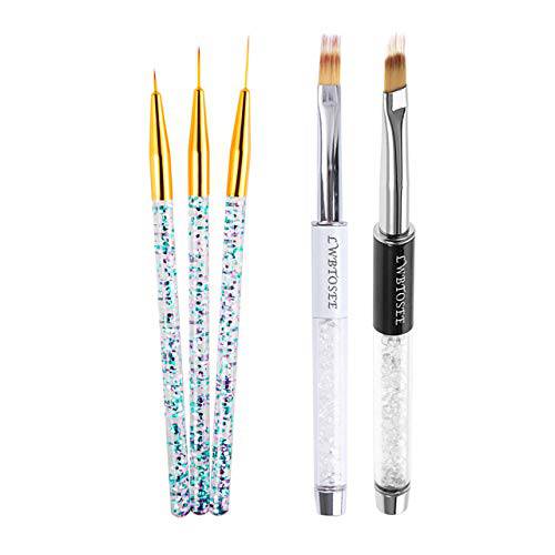 LWBTOSEE 2pc Nail Ombre Brush Nail Art Painting Pen Brush UV Gel Polish Gradient Color Rhinestone Crystal Acrylic Nail Drawing Pen