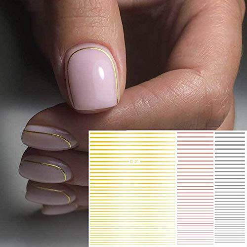 Gold Rose 3D Nail Sticker Curve Stripe Lines Nails Stickers Adhesive Striping Tape Nail Art Stickers Decals Rose Gold Silver 3pc Nail Stickers Striping Tape Nail Art Stickers Decals