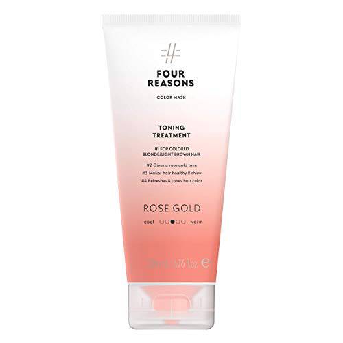 Four Reasons Color Mask - Rose Gold - (19 Colors) Toning Treatment, Color Depositing Conditioner, Tone & Enhance Color-Treated Hair - Semi Permanent Hair Dye, Vegan and Cruelty-Free, 6.76 fl oz