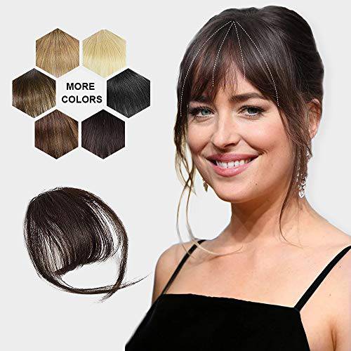 HANYUDIE Clip in Bangs Blonde Human Hair Clip on Bangs Hair Clip with Temple Wispy Bangs Hairpieces Extensions for Women( New 18)