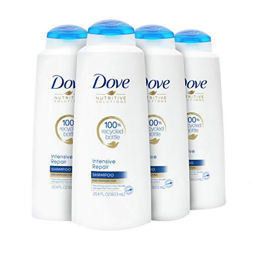 Dove Nutritive Solutions Strengthening Shampoo for Damaged Hair Intensive Repair Dry Hair Shampoo Formula With Keratin Actives 20.4 oz, 4 Count