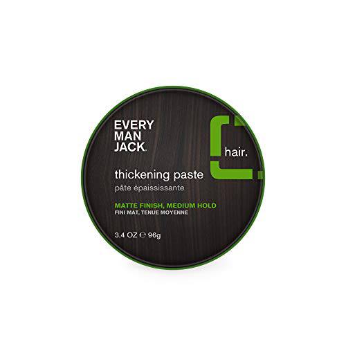 Every Man Jack Mens Hair Styling Thickening Paste - Add Extra Thickness and Texture with a Medium Hold, Matte Finish, and Low Shine - Non-Greasy, For All Hair Types, Fragrance Free - 3.4-ounce - 1 Tin
