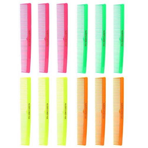 Allegro Combs 420 Barber Combs Set of Combs Hair Cutting Combs Pocket Comb Combs for Hair Stylist Neon Mix 12 pk.