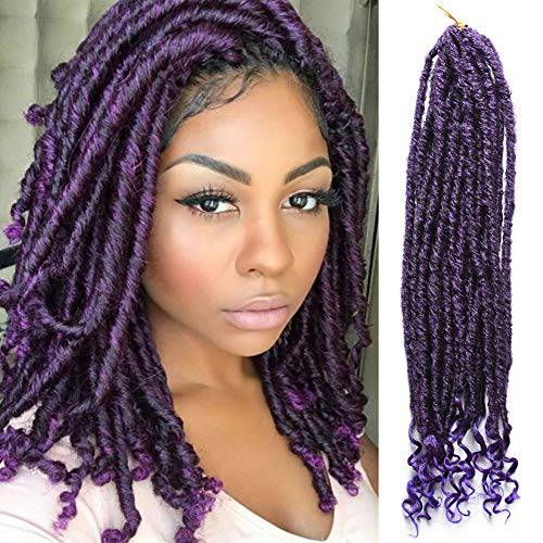 6 Packs 18 inch Ombre Goddess Crochet Box Braids with Curly Ends Synthetic Braiding Hair Extensions 1B/Purple Spring senegalese twist crochet braids 20 Roots/Pack