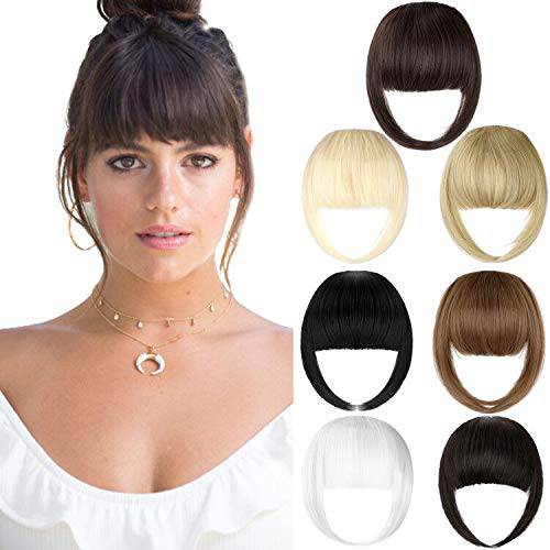 Bangs Hair Clip Extension French Bang Clip in Thick Natural Full Front Neat Bangs Straight Fringe Bang with Temples One Piece Hairpiece Ash Blonde