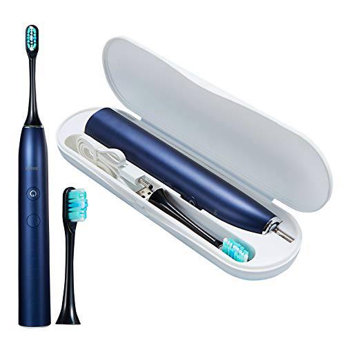 Silent Sonic Electric Toothbrush with 3 Intensities and 5 Cleaning Modes, Quadrant Pacer, Intelligent 2 Minutes Timer- Navy Blue