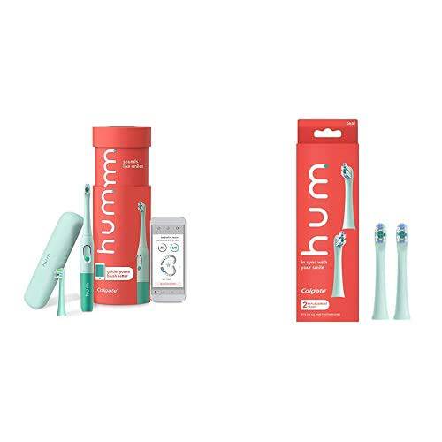Colgate hum Smart Battery Toothbrush Kit, Sonic Toothbrush with Travel Case and 3 Replacement Heads, Teal