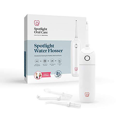 Spotlight Oral Care Water Flosser | Gently Removes Plaque & Bacteria from Between Teeth | Includes 4 Specialized Tips