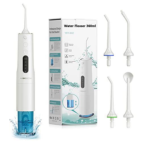 Water Flosser for Teeth, 360ML Portable Dental Oral Irrigator for Teeth with 4 Modes, 4 Multifunction Jet Tips, IPX7 Waterproof, Suitable for Taking Care of Your Oral Hygiene at Home and Traveling