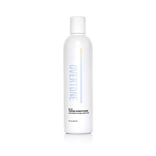 OVERTONE Haircare Blue Toning Conditioner with Shea Butter & Coconut Oil, Neutralizes Brassiness in Blonde to Light Brown Hair, Cruelty-Free, 8 oz