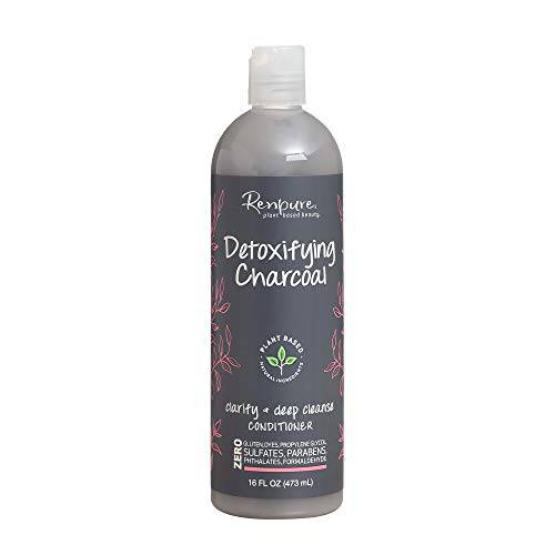RENPURE Plant Based Beauty Detoxifying Charcoal Clarify + Deep Cleanse Conditioner, Mint, 16 Fl Oz