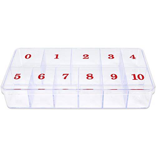 Beauticom USA Small Empty 11 Space Nail Art Tip Storage Organizer Box Case Large - Clear Color - For False Nail Tips, Vitamins, Accessories, 11 sections