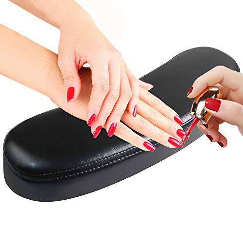 TOROKOM Nail Arm Rest Cushion Hand Pillow Pad, Nail Hand Holder Wrist Arm Rest Leather Pillows Manicure Tool for Nails Art Salon and Home DIY And for Nail Technician Use (Black)