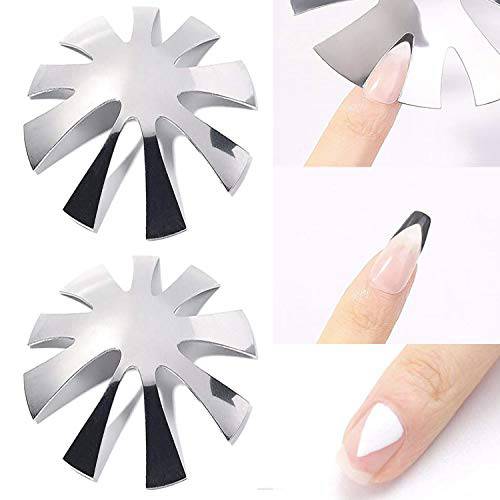 2Pcs Stainless Steel Nail Art Manicure Edge Trimmer, Easy French Smile Line Cutter Nail Art Acrylic Cutter Tool Kit Nail Manicure Edge Trimmer Diy Plate Module