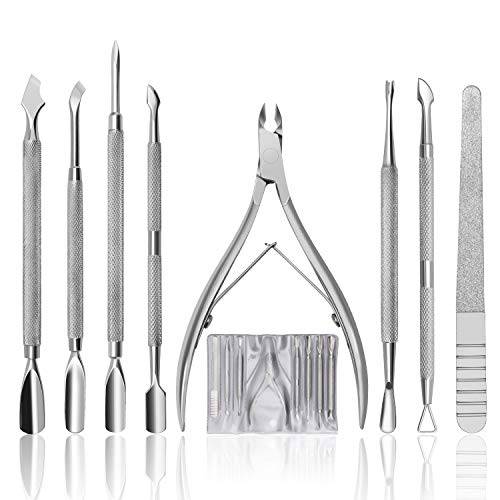 CGBE Cuticle Trimmer and Cuticle Pusher Manicure Tools Set, Professional Stainless Steel Toenail Clipper Cuticle Cutter Clipper Durable Pedicure Manicure Tools for Fingernails and Toenails